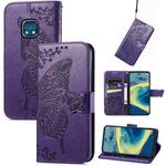 Butterfly Love Flowers Embossed Horizontal Flip Leather Case with Holder & Card Slots & Wallet & Lanyard For Nokia XR20(Dark Purple)