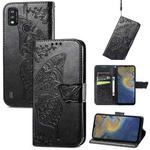 Butterfly Love Flowers Embossed Horizontal Flip Leather Case with Holder & Card Slots & Wallet & Lanyard For ZTE Blade A51(Black)
