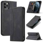 For iPhone 13 Pro Skin-feel Calfskin Texture Magnetic Dual-Fold Horizontal Flip Leather Case with Holder & Card Slots & Wallet (Black)