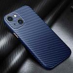 For iPhone 13 R-JUST Carbon Fiber Leather Texture All-inclusive Shockproof Back Cover Case(Sapphire Blue)