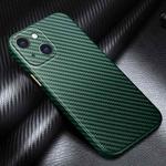 For iPhone 13 R-JUST Carbon Fiber Leather Texture All-inclusive Shockproof Back Cover Case(Green)