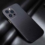 For iPhone 13 Pro Max R-JUST Carbon Fiber Leather Texture All-inclusive Shockproof Back Cover Case (Black)