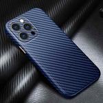 For iPhone 13 Pro Max R-JUST Carbon Fiber Leather Texture All-inclusive Shockproof Back Cover Case (Sapphire Blue)