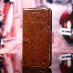 For iPhone 13 Geometric Stitching Horizontal Flip TPU + PU Leather Case with Holder & Card Slots & Wallet(Light Brown)