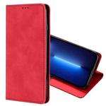 For iPhone 13 Pro Skin Feel Magnetic Horizontal Flip Leather Case with Holder & Card Slots (Red)