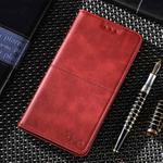 For iPhone 13 Cow Texture Magnetic Horizontal Flip Leather Case with Holder & Card Slots(Red)