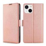 For iPhone 13 mini Ultra-thin Voltage Side Buckle PU + TPU Horizontal Flip Leather Case with Holder & Card Slot (Rose Gold)
