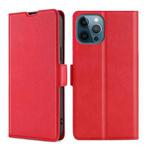 For iPhone 13 Pro Max Ultra-thin Voltage Side Buckle PU + TPU Horizontal Flip Leather Case with Holder & Card Slot (Red)