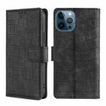 For iPhone 13 Pro Max Skin Feel Crocodile Texture Magnetic Clasp Horizontal Flip PU Leather Case with Holder & Card Slots & Wallet (Black)