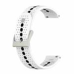 22mm Universal Colorful Hole Silicone Watch Band(White Black)