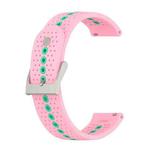 22mm Universal Colorful Hole Silicone Watch Band(Pink Mint Green)
