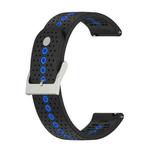 22mm Universal Colorful Hole Silicone Watch Band(Black Blue)