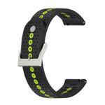 22mm Universal Colorful Hole Silicone Watch Band(Black Lime Green)