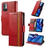 For Xiaomi Redmi Note 10 5G CaseNeo Business Splicing Dual Magnetic Buckle Horizontal Flip PU Leather Case with Holder & Card Slots & Wallet(Red)