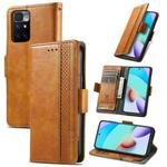 For Xiaomi Redmi 10 CaseNeo Business Splicing Dual Magnetic Buckle Horizontal Flip PU Leather Case with Holder & Card Slots & Wallet(Khaki)