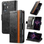 For Xiaomi Redmi K40 Gaming CaseNeo Business Splicing Dual Magnetic Buckle Horizontal Flip PU Leather Case with Holder & Card Slots & Wallet(Black)