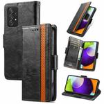 For Samsung Galaxy A52 5G CaseNeo Business Splicing Dual Magnetic Buckle Horizontal Flip PU Leather Case with Holder & Card Slots & Wallet(Black)