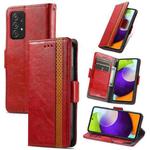 For Samsung Galaxy A72 5G CaseNeo Business Splicing Dual Magnetic Buckle Horizontal Flip PU Leather Case with Holder & Card Slots & Wallet(Red)