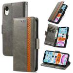 For iPhone XR CaseNeo Business Splicing Dual Magnetic Buckle Horizontal Flip PU Leather Case with Holder & Card Slots & Wallet(Grey)