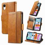 For iPhone XR CaseNeo Business Splicing Dual Magnetic Buckle Horizontal Flip PU Leather Case with Holder & Card Slots & Wallet(Khaki)