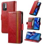 For Xiaomi Redmi Note 10 JP Edition CaseNeo Business Splicing Dual Magnetic Buckle Horizontal Flip PU Leather Case with Holder & Card Slots & Wallet(Red)