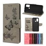 Vintage Embossed Floral Butterfly Pattern Horizontal Flip Leather Case with Card Slot & Holder & Wallet & Lanyard For Wiko Power U30(Grey)