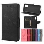 Vintage Embossed Floral Butterfly Pattern Horizontal Flip Leather Case with Card Slot & Holder & Wallet & Lanyard For Xiaomi Redmi 10(Black)