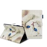 For iPad 10.2 3D Embossing Pattern Horizontal Flip Leather Case with Holder & Card Slots & Wallet(White Cat)