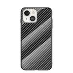 Gradient Carbon Fiber Texture TPU Border Tempered Glass Case For iPhone 13 mini(Black Fiber)