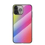Gradient Carbon Fiber Texture TPU Border Tempered Glass Case For iPhone 13 Pro(Colorful Fiber)