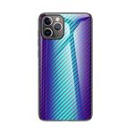 Gradient Carbon Fiber Texture TPU Border Tempered Glass Case For iPhone 12 / 12 Pro(Blue Fiber)