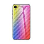 Gradient Carbon Fiber Texture TPU Border Tempered Glass Case For iPhone XR(Colorful Fiber)