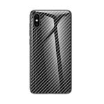 Gradient Carbon Fiber Texture TPU Border Tempered Glass Case For iPhone XS Max(Black Fiber)