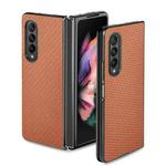 For Samsung Galaxy Z Fold3 5G Cross Pattern Slim PC Protective Case(Brown)