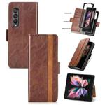 For Samsung Galaxy Z Fold3 5G CaseNeo Business Splicing Dual Magnetic Buckle Horizontal Flip PU Leather Case with Holder & Card Slots & Wallet(Brown)
