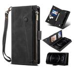 For iPhone 12 Pro Max Retro Frosted Horizontal Flip Leather Case with Holder & Card Slot & Wallet & Zipper Pocket & Lanyard(Black)