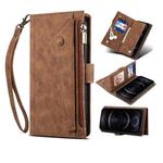 For iPhone 12 Retro Frosted Horizontal Flip Leather Case with Holder & Card Slot & Wallet & Zipper Pocket & Lanyard(Brown)