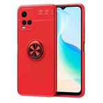 For vivo Y21 / Y33S Metal Ring Holder 360 Degree Rotating TPU Case(Red)