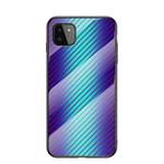For Samsung Galaxy A22 5G Gradient Carbon Fiber Texture TPU Border Tempered Glass Case(Blue Fiber)