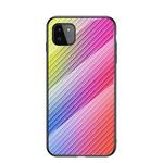 For Samsung Galaxy A22 5G Gradient Carbon Fiber Texture TPU Border Tempered Glass Case(Colorful Fiber)