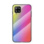 For Samsung Galaxy A42 5G Gradient Carbon Fiber Texture TPU Border Tempered Glass Case(Colorful Fiber)