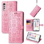 For LG Velvet 2 Pro Lovely Cat and Dog Embossing Pattern Horizontal Flip Leather Case , with Holder & Card Slots & Wallet & Cartoon Clasp & Lanyard(Pink)