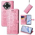 For CUBOT Note 20 Lovely Cat and Dog Embossing Pattern Horizontal Flip Leather Case , with Holder & Card Slots & Wallet & Cartoon Clasp & Lanyard(Pink)