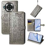 For CUBOT Note 20 Lovely Cat and Dog Embossing Pattern Horizontal Flip Leather Case , with Holder & Card Slots & Wallet & Cartoon Clasp & Lanyard(Grey)