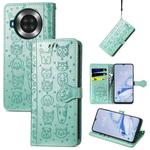 For CUBOT Note 20 Lovely Cat and Dog Embossing Pattern Horizontal Flip Leather Case , with Holder & Card Slots & Wallet & Cartoon Clasp & Lanyard(Green)