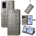 For Oukitel C21 Lovely Cat and Dog Embossing Pattern Horizontal Flip Leather Case , with Holder & Card Slots & Wallet & Cartoon Clasp & Lanyard(Grey)