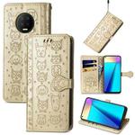 For Infinix Note 7 Lovely Cat and Dog Embossing Pattern Horizontal Flip Leather Case , with Holder & Card Slots & Wallet & Cartoon Clasp & Lanyard(Gold)