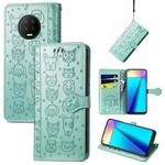 For Infinix Note 7 Lovely Cat and Dog Embossing Pattern Horizontal Flip Leather Case , with Holder & Card Slots & Wallet & Cartoon Clasp & Lanyard(Green)