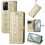 For Infinix Note 8 Lovely Cat and Dog Embossing Pattern Horizontal Flip Leather Case , with Holder & Card Slots & Wallet & Cartoon Clasp & Lanyard(Gold)