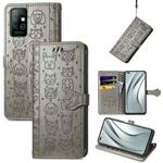 For Infinix Note 8 Lovely Cat and Dog Embossing Pattern Horizontal Flip Leather Case , with Holder & Card Slots & Wallet & Cartoon Clasp & Lanyard(Grey)